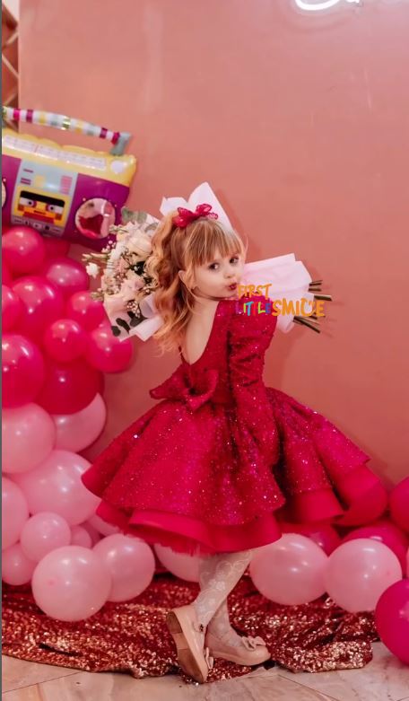 Fluffy Sequin And Beaded Birthday Party Dress
