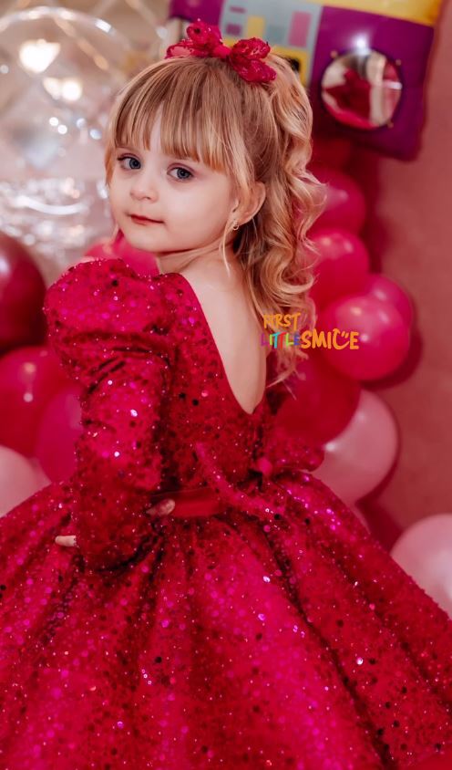 Fluffy Sequin And Beaded Birthday Party Dress