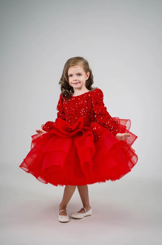 Fluffy Sequin And Beaded Birthday Party Dress