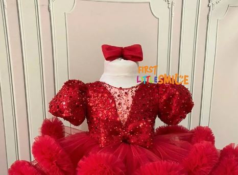 Fluffy Sequin And Beaded Birthday Party Dress