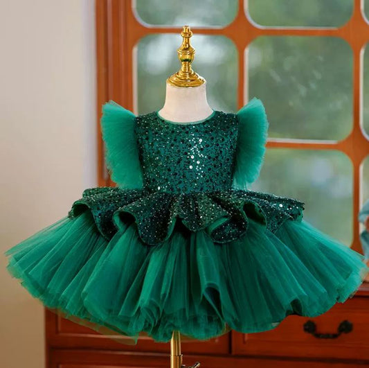 Fluffy Sequin And Beaded Birthday Party Dress