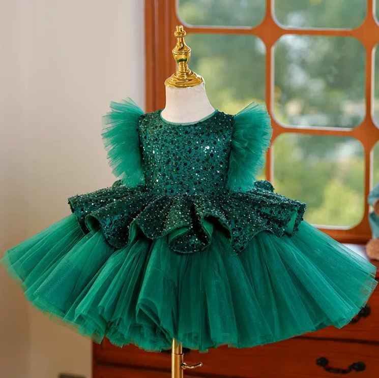 Fluffy Sequin And Beaded Birthday Party Dress