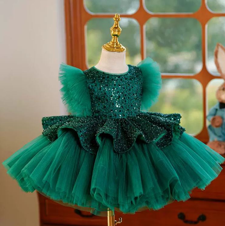 Fluffy Sequin And Beaded Birthday Party Dress