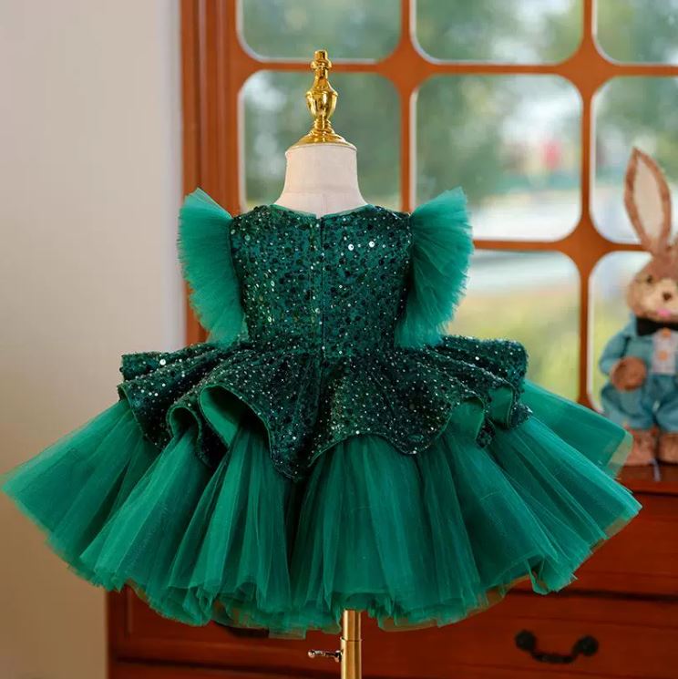 Fluffy Sequin And Beaded Birthday Party Dress