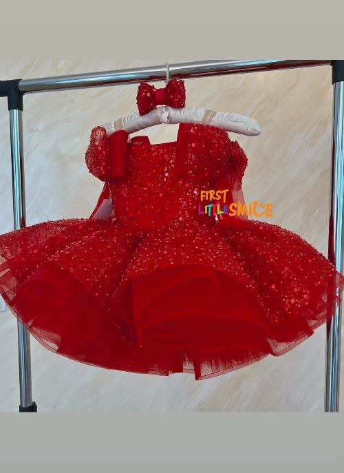 Fluffy Sequin And Beaded Birthday Party Dress