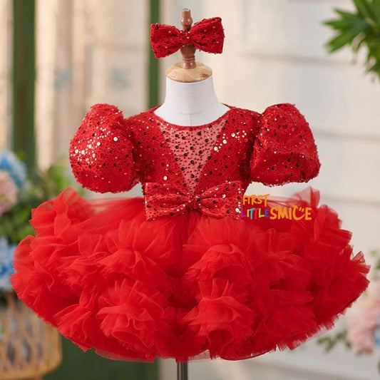 Fluffy Sequin And Beaded Birthday Party Dress