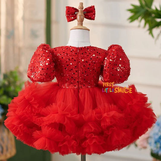 Fluffy Sequin And Beaded Birthday Party Dress