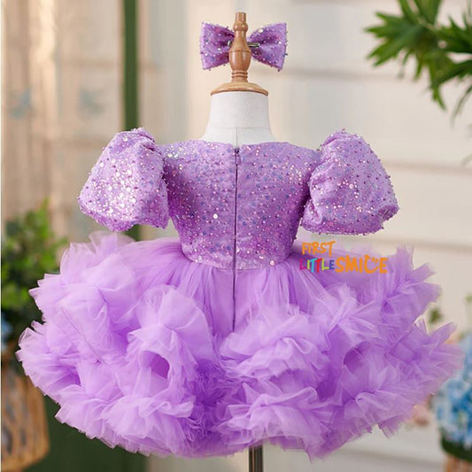 Fluffy Sequin And Beaded Birthday Party Dress