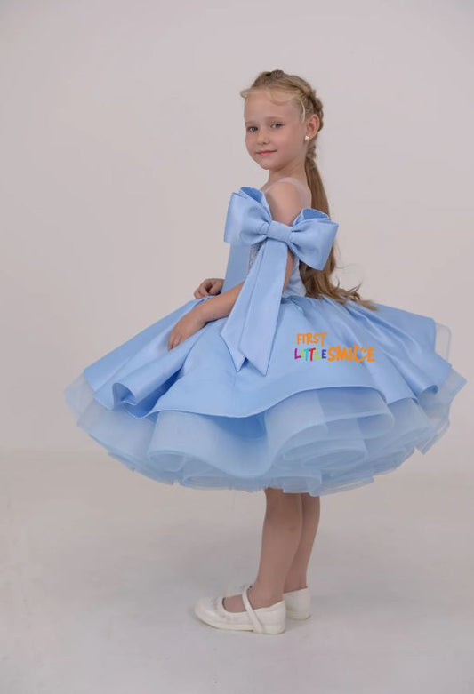 Fluffy Elsa Themed Birthday Party Dress