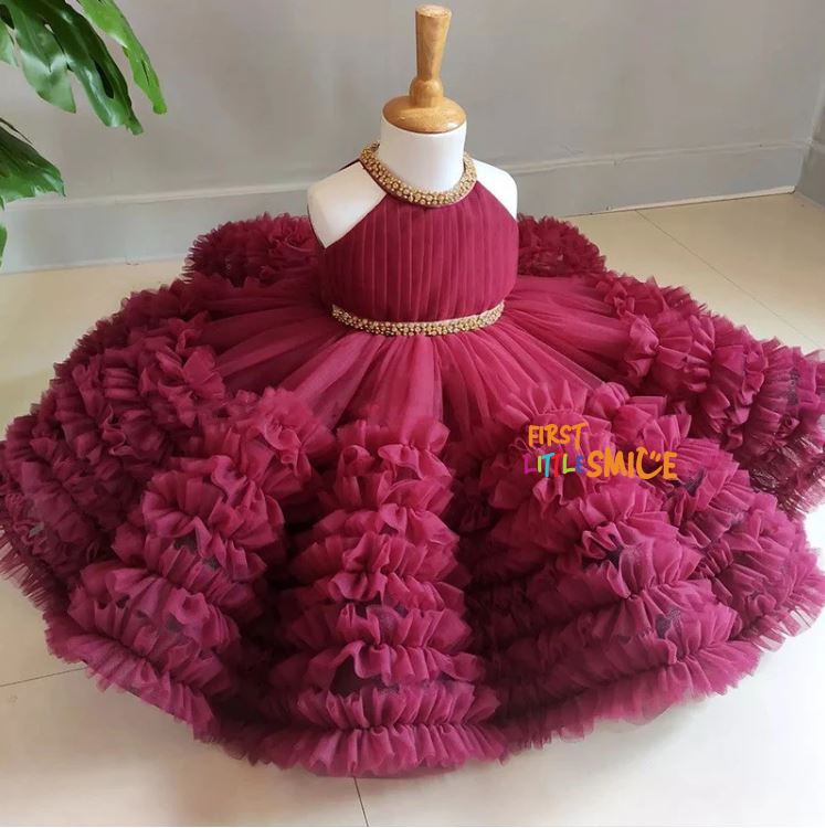 Fluffy Birthday Party Dress With Trail