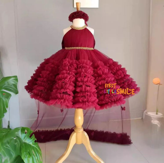 Fluffy Birthday Party Dress With Trail