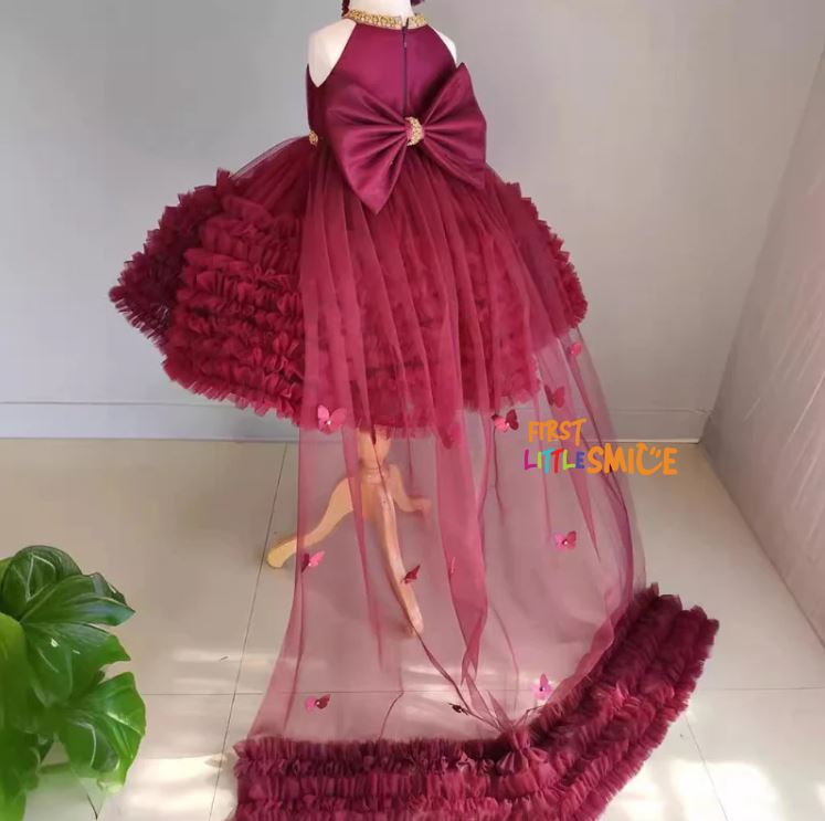 Fluffy Birthday Party Dress With Trail