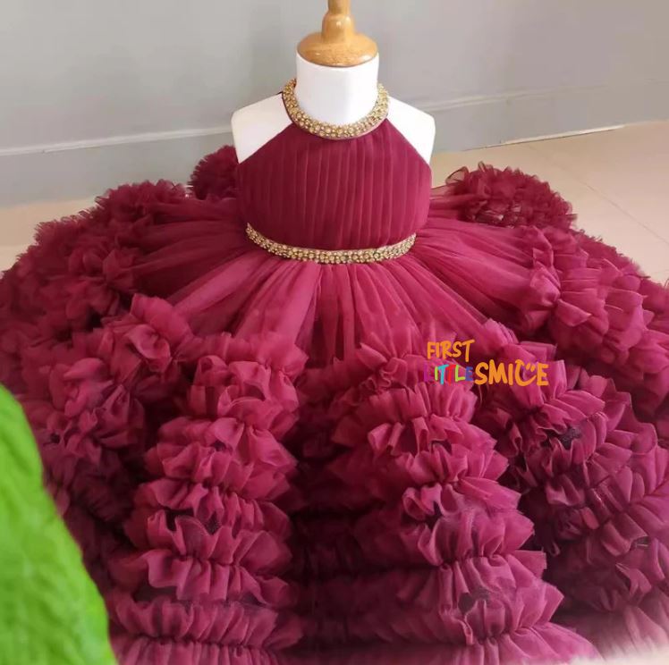 Fluffy Birthday Party Dress With Trail