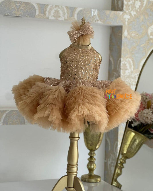 Fluffy Sequin And Beaded Birthday Party Dress