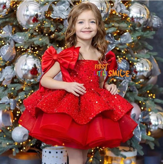 Fluffy Sequin And Beaded Birthday Party Dress