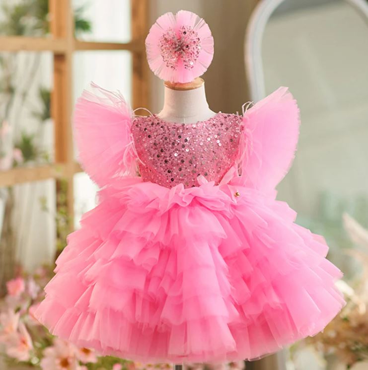 Fluffy Sequin And Beaded Birthday Party Dress