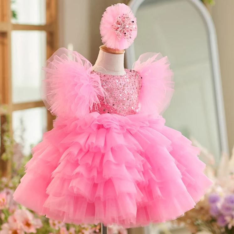 Fluffy Sequin And Beaded Birthday Party Dress