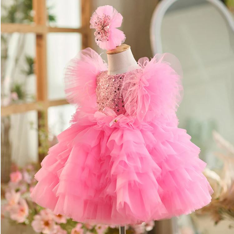 Fluffy Sequin And Beaded Birthday Party Dress