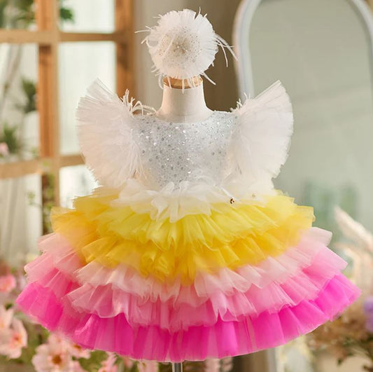 Fluffy Sequin And Beaded Birthday Party Dress