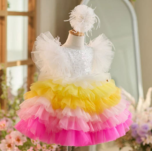 Fluffy Sequin And Beaded Birthday Party Dress