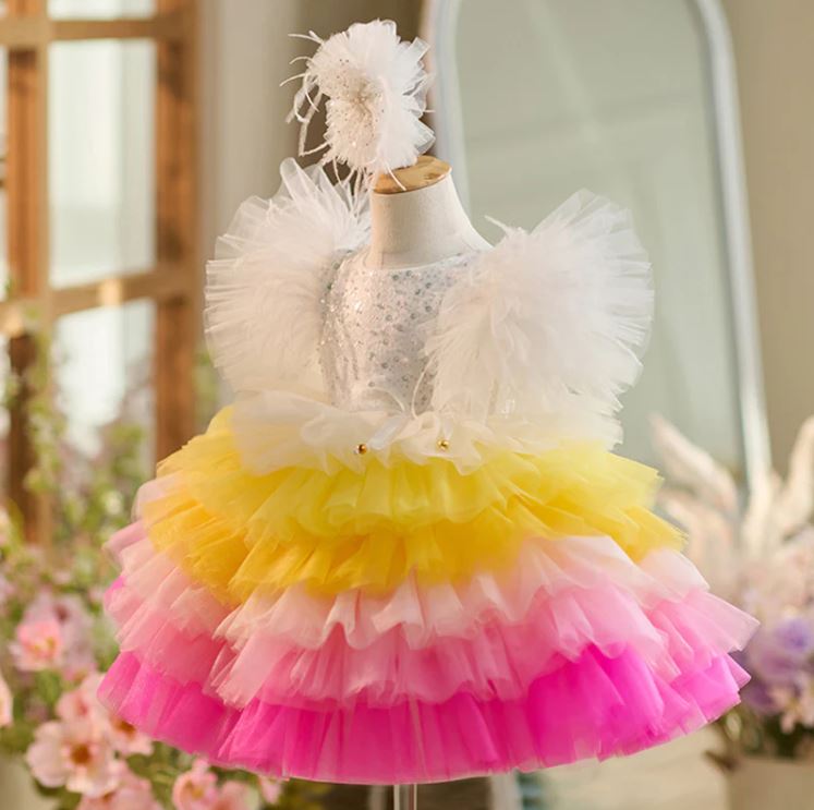 Fluffy Sequin And Beaded Birthday Party Dress