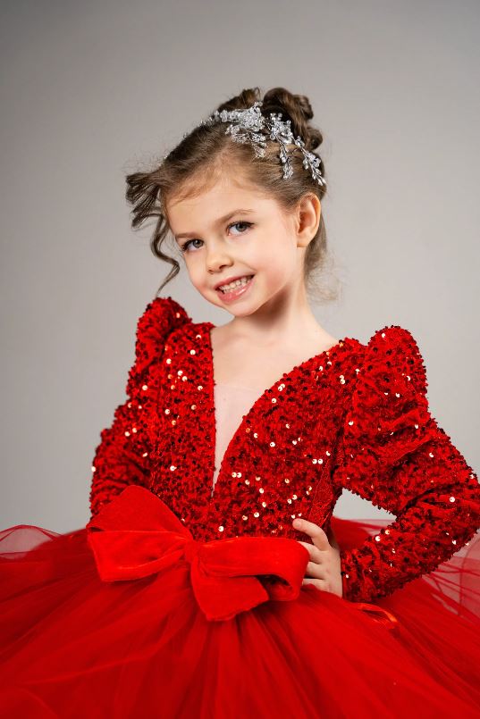 Fluffy Sequin And Beaded Birthday Party Dress