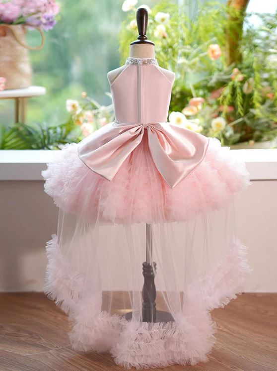 Fluffy Beaded Birthday Party Dress With Trail