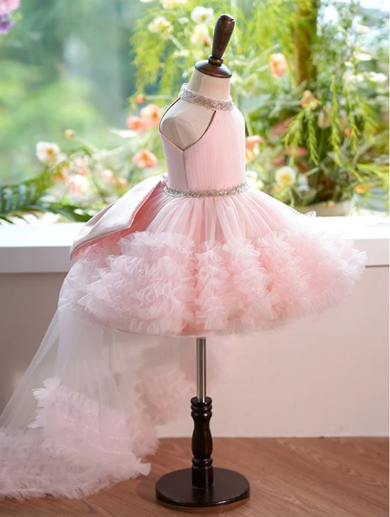 Fluffy Beaded Birthday Party Dress With Trail