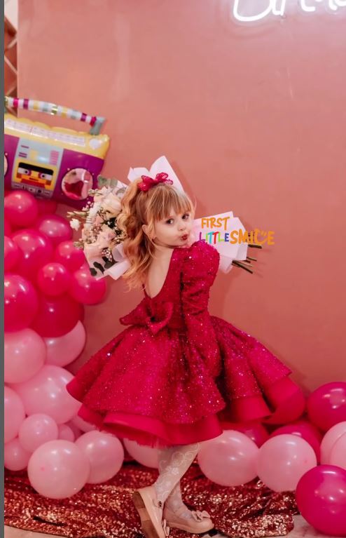 Fluffy Sequin And Beaded Birthday Party Dress