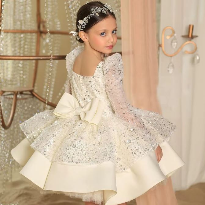 Fluffy Sequin And Beaded Birthday Party Dress