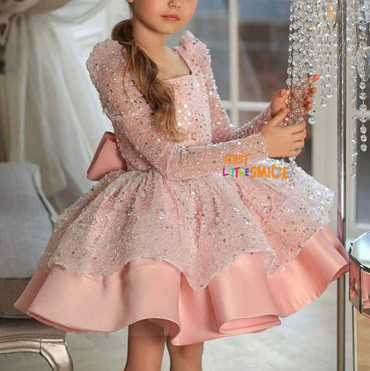 Fluffy Sequin And Beaded Birthday Party Dress