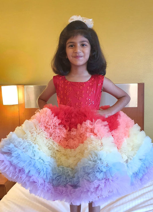 Multicolour Birthday Party Dress