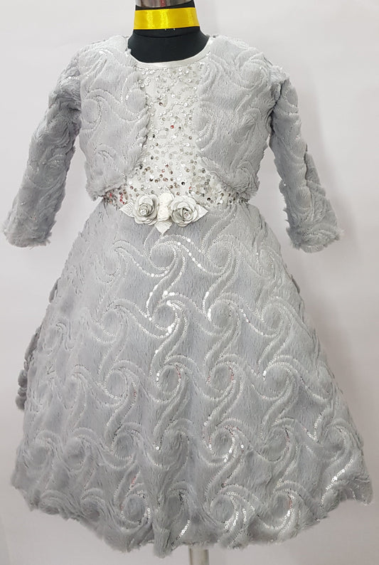 Beautiful Light Grey, Silver Birthday Party Dress With Jacket