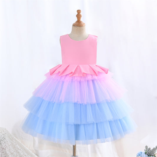 Multicolour Multilayer Fluffy Birthday Party Dress