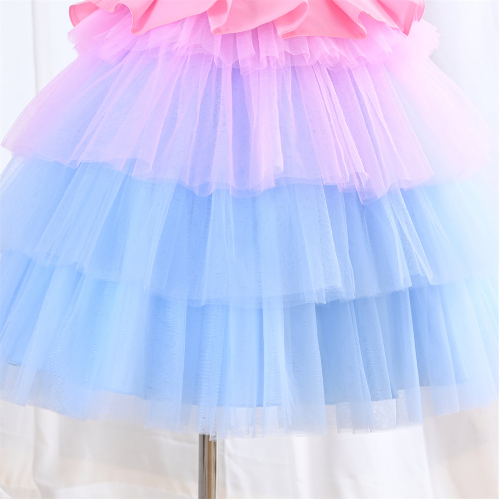 Multicolour Multilayer Fluffy Birthday Party Dress