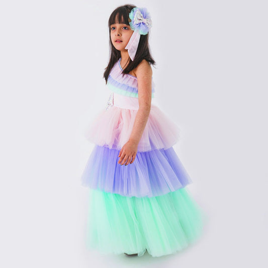 Multicolour Rainbow Unicorn Styled Birthday Party Dress