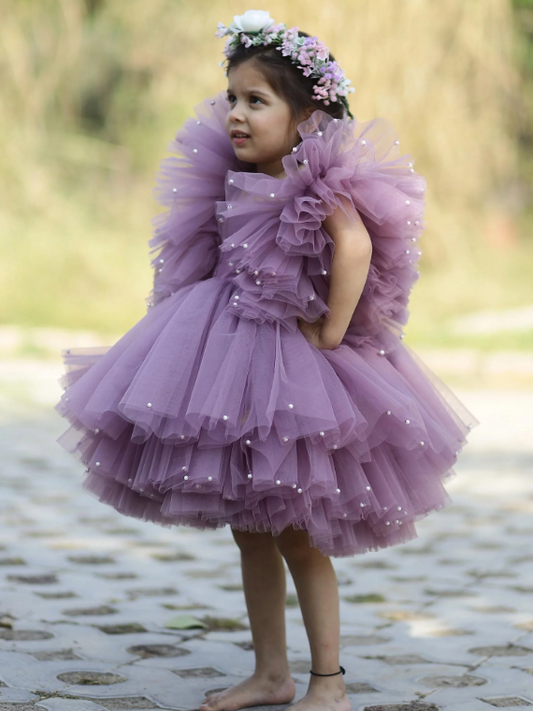 Birthday Party Dress With Puff Shoulders