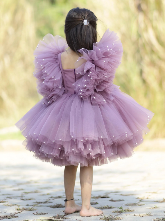 Birthday Party Dress With Puff Shoulders